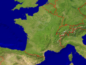 Frankreich Satellit + Grenzen 1600x1200